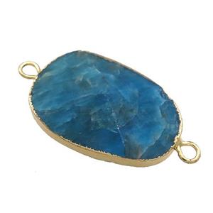Blue Apatite Oval Connector Pointed Gold Plated, approx 20-35mm [GM21514]