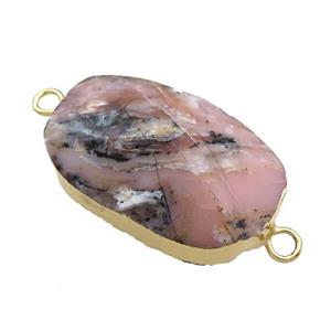 Pink Opal Oval Connector Pointed Gold Plated, approx 20-35mm [GM21516]