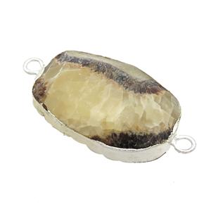 Ocean Agate Oval Connector Faceted Silver Plated, approx 20-35mm [GM21523]