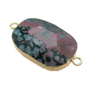 Ocean Agate Oval Connector Faceted Gold Plated, approx 20-35mm [GM21531]