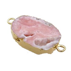 Pink Opal Oval Connector Rough Gold Plated, approx 20-35mm [GM21539]