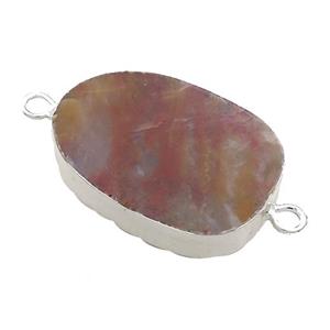 Ocean Agate Oval Connector Flat Silver Plated, approx 20-35mm [GM21541]