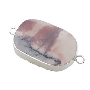 Chohua Jasper Oval Connector Flat Silver Plated, approx 20-35mm [GM21542]