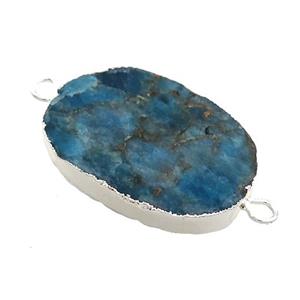 Blue Apatite Oval Connector Flat Silver Plated, approx 20-35mm [GM21545]