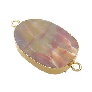 Red Ocean Agate Oval Connector Flat Gold Plated, approx 20-35mm [GM21549]