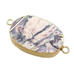 Chohua Jasper Oval Connector Flat Gold Plated, approx 20-35mm [GM21553]