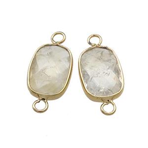 Clear Quartz Rectangle Connector Faceted Gold Plated, approx 11-18mm [GM21559]