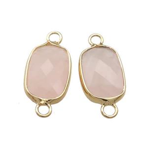 Pink Rose Quartz Rectangle Connector Faceted Gold Plated, approx 11-18mm [GM21560]