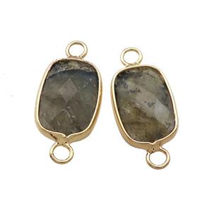 Labradorite Rectangle Connector Faceted Gold Plated, approx 11-18mm [GM21561]