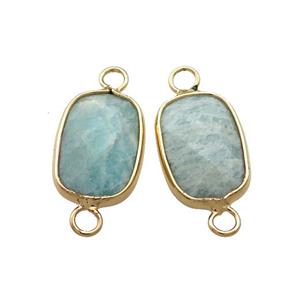 Green Amazonite Rectangle Connector Faceted Gold Plated, approx 11-18mm [GM21564]
