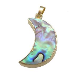 Abalone Shell Moon Pendant Gold Plated, approx 15-30mm [GM21567]