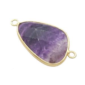 Purple Fluorite Triangle Connector Faceted Gold Plated, approx 20-30mm [GM21572]