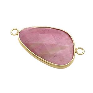 Pink Wood Lace Jasper Triangle Connector Faceted Gold Plated, approx 20-30mm [GM21574]