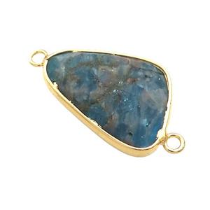 Natural Blue Apatite Triangle Connector Faceted Gold Plated, approx 20-30mm [GM21578]