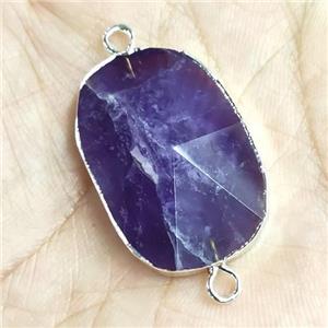 Purple Amethyst Connector Freeform Pointed Silver Plated, approx 20-35mm [GM21580]