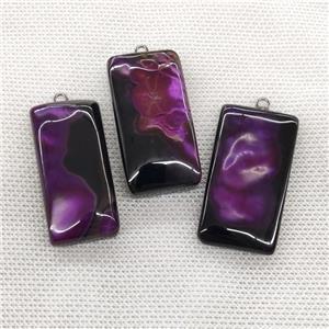 Natural Agate Rectangle Pendant Fuchsia Dye, approx 20-40mm [GM21581]