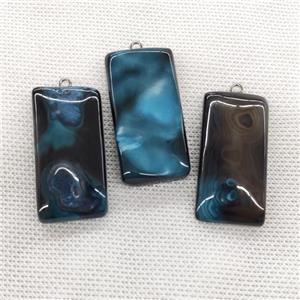 Natural Agate Rectangle Pendant Blue Dye, approx 20-40mm [GM21582]