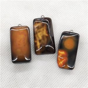 Natural Agate Rectangle Pendant Orange Dye, approx 20-40mm [GM21583]