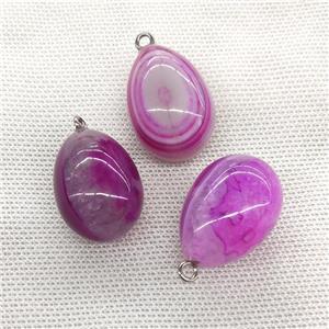 Natural Agate Druzy Egg Pendant Hotpink Dye, approx 20-30mm [GM21585]