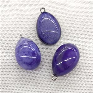 Natural Agate Druzy Egg Pendant Purple Dye, approx 20-30mm [GM21586]
