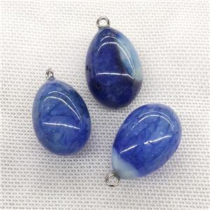 Natural Agate Druzy Egg Pendant Blue Dye, approx 20-30mm [GM21587]