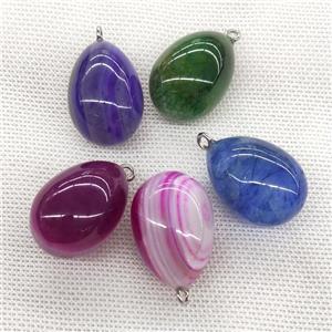 Natural Agate Druzy Egg Pendant Dye Mixed Color, approx 20-30mm [GM21589]