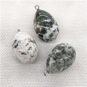Natural Tree Agate Egg Pendant Green, approx 20-30mm [GM21592]