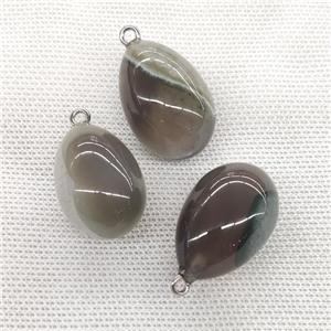 Natural Gray Agate Egg Pendant, approx 20-30mm [GM21599]