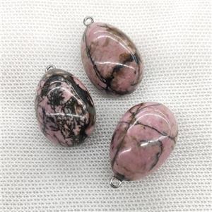 Natural Chinese Rhodonite Egg Pendant Pink, approx 20-30mm [GM21601]