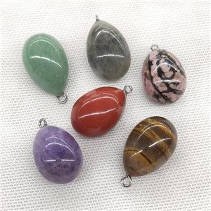 Mixed Gemstone Egg Pendant Charms Teardrop, approx 20-30mm [GM21607]