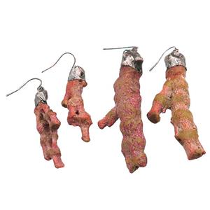 Red Coral Hook Earring Freeform, approx 15-63mm [GM21617]