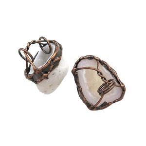 Natural Agate Druzy Geode Pendant Freeform Antique Red, approx 20-40mm [GM21619]