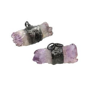 Natural Amethyst Druzy Pendant Freeform Antique Black, approx 16-43mm [GM21621]