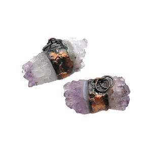 Natural Amethyst Druzy Pendant Freeform Antique Red, approx 16-43mm [GM21622]