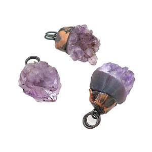 Natural Amethyst Druzy Pendant Freeform Antique Red, approx 25mm [GM21623]
