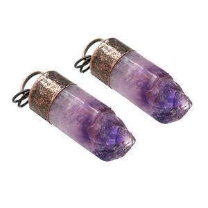 Natural Purple Amethyst Drauzy Column Pendant Antique Red, approx 16-45mm [GM21626]