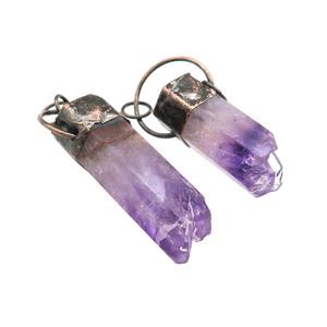 Natural Purple Amethyst Drauzy Column Pendant Faceted Antique Red, approx 16-45mm [GM21627]