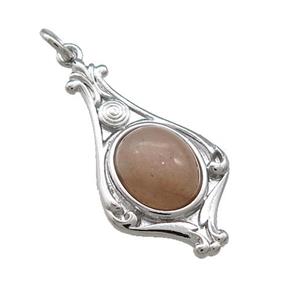 Copper Pendant Pave Peach Moonstone Platinum Plated, approx 8-10mm, 15-28mm [GM21644]