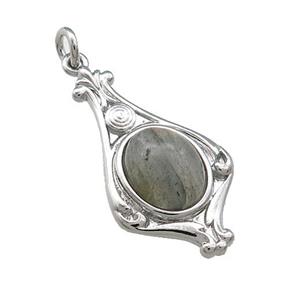 Copper Pendant Pave Labradorite Platinum Plated, approx 8-10mm, 15-28mm [GM21645]