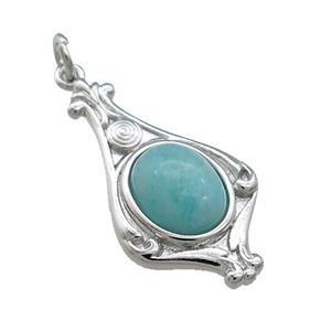 Copper Pendant Pave Amazonite Platinum Plated, approx 8-10mm, 15-28mm [GM21647]