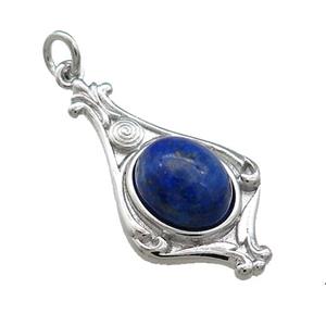 Copper Pendant Pave Blue Lapis Lazuli Platinum Plated, approx 8-10mm, 15-28mm [GM21648]