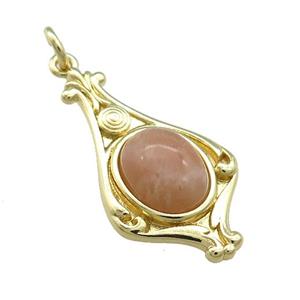 Copper Pendant Pave Peach Moonstone Gold Plated, approx 8-10mm, 15-28mm [GM21653]