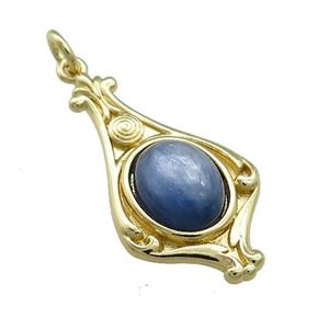 Copper Pendant Pave Blue Kyanite Gold Plated, approx 8-10mm, 15-28mm [GM21655]