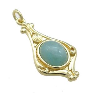 Copper Pendant Pave Amazonite Gold Plated, approx 8-10mm, 15-28mm [GM21656]