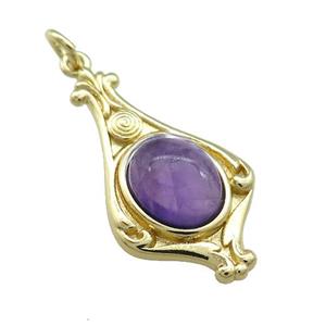 Copper Pendant Pave Purple Amethyst Gold Plated, approx 8-10mm, 15-28mm [GM21658]