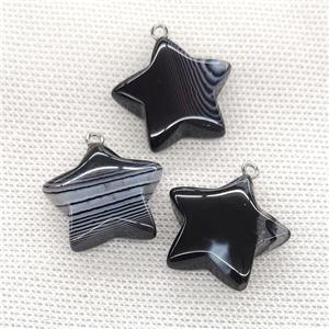 Black Band Agate Star Pendant Stripe, approx 24mm [GM21666]