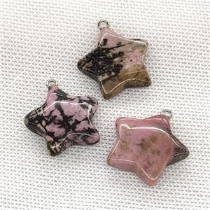 Natural Pink Rhodonite Star Pendant, approx 24mm [GM21668]