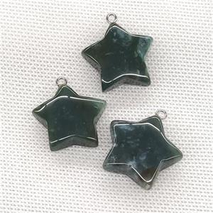 Natural Moss Agate Star Pendant Green, approx 24mm [GM21672]
