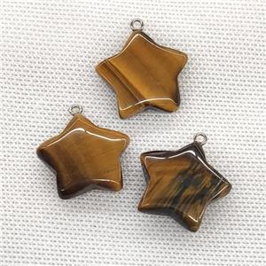 Natural Tiger Eye Stone Star Pendant, approx 24mm [GM21674]