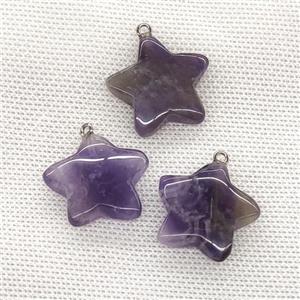 Natural Purple Amethyst Star Pendant, approx 24mm [GM21675]
